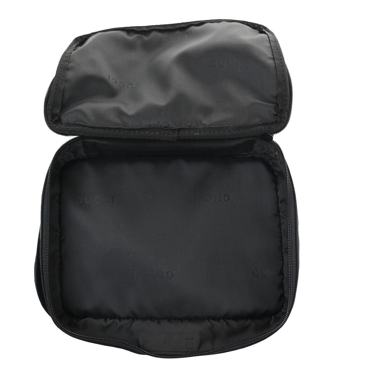 GUCCI Logo Mini Vanity Bag Canvas Leather Black SHW Italy 09CB070