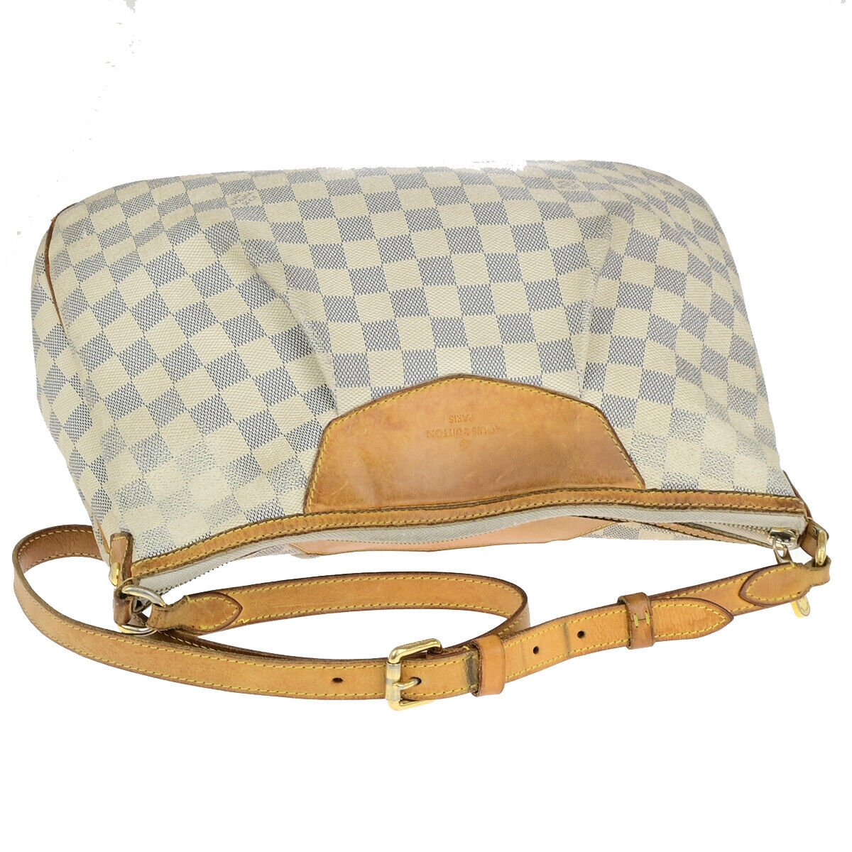 LOUIS VUITTON Siracusa MM Shoulder Bag Damier Azur Leather White N41112 37YG611