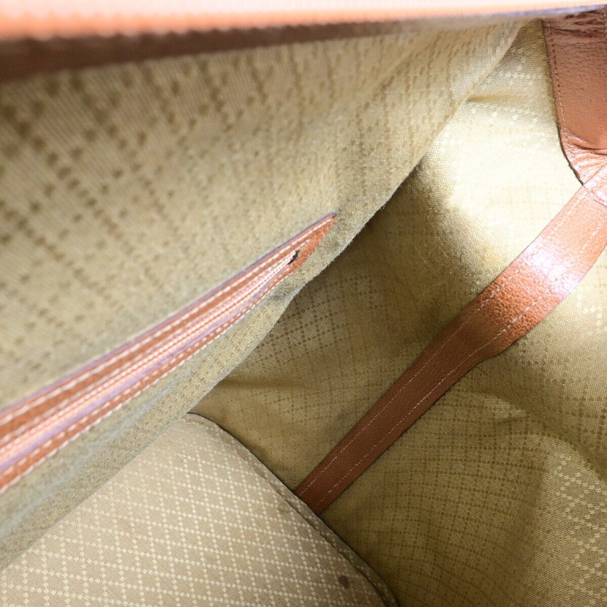 GUCCI Logo Camel Travel Hand Bag Leather Brown GWH Made In Italy 33FA974