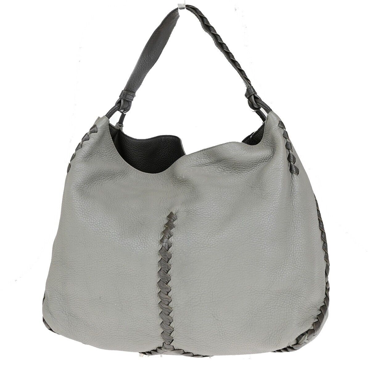 BOTTEGA VENETA Logo Hobo Shoulder Hand Bag Leather Gray Italy 31EC688