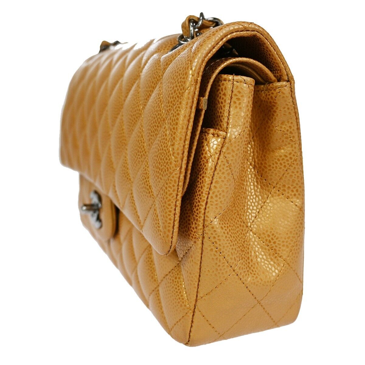 CHANEL CC Matelasse 25 Double Flap Chain Shoulder Bag Caviar Leather 6083LC452