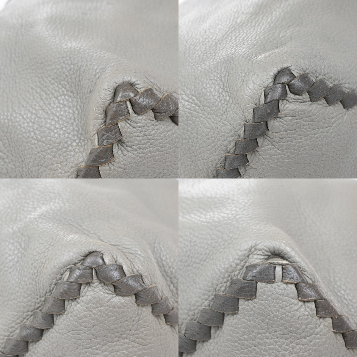 BOTTEGA VENETA Logo Hobo Shoulder Hand Bag Leather Gray Italy 31KB181