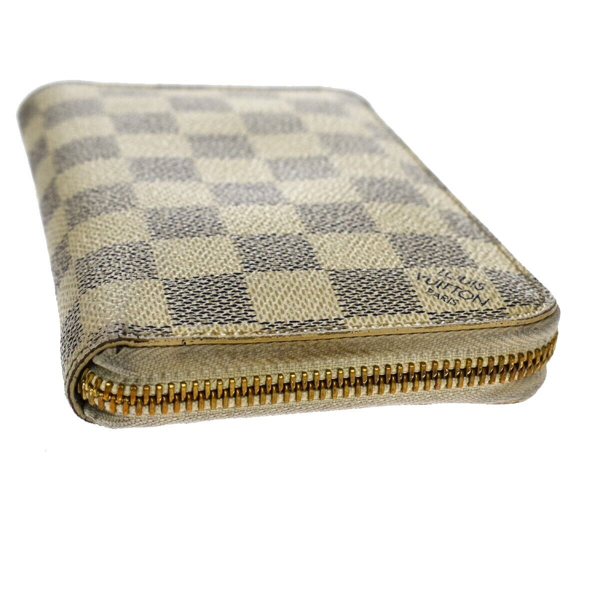 LOUIS VUITTON Zippy Compact Wallet Damier Azur Leather White N60029 69GA843
