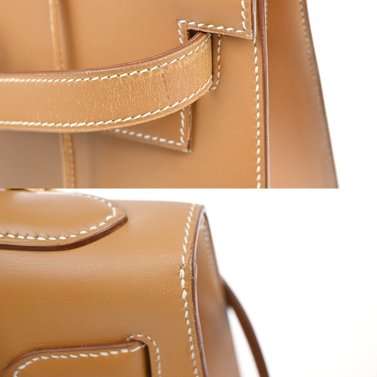 HERMES Kelly 32 2Way Shoulder Hand Bag Chamonix Leather Natural GHW 6640RL144