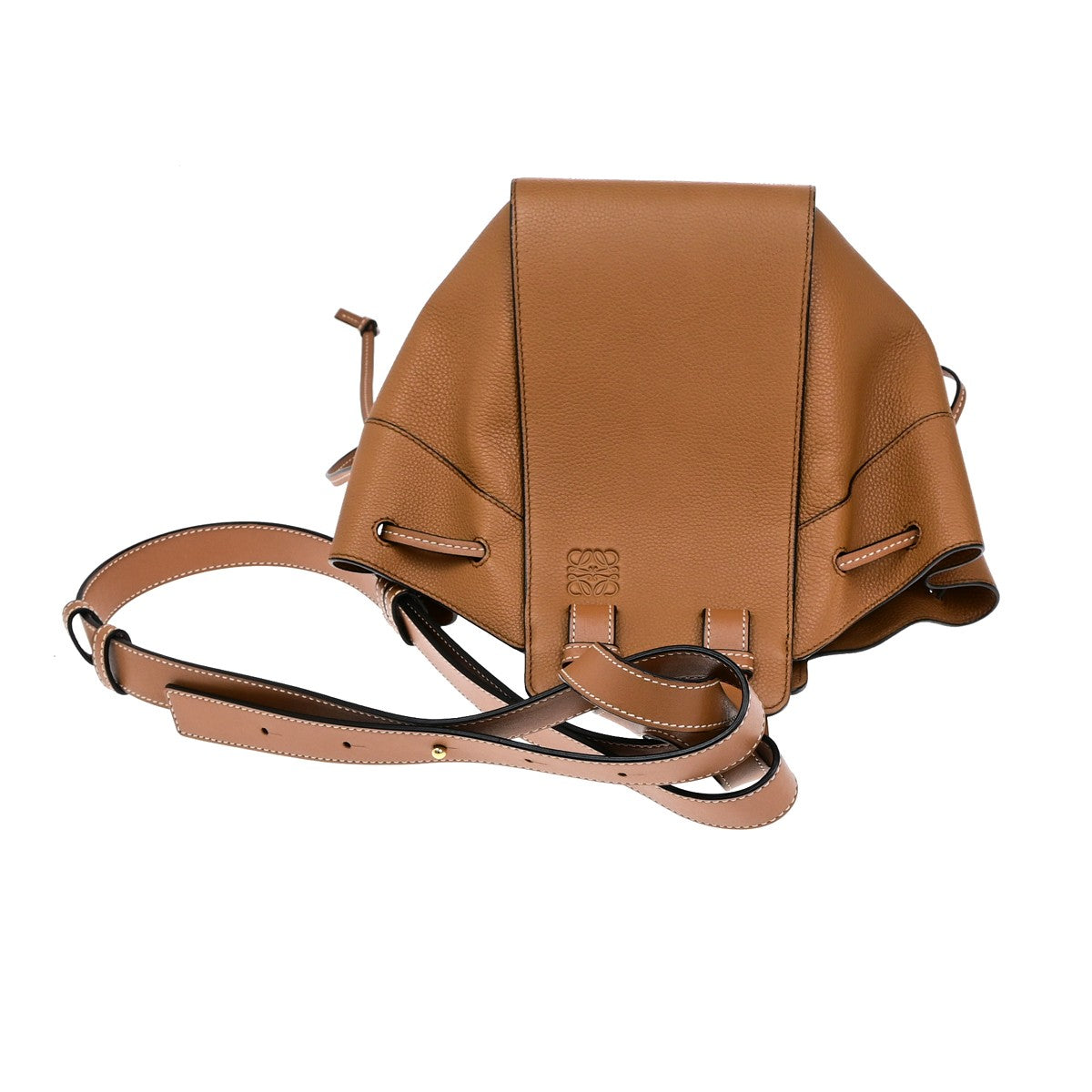 LOEWE Logo Hammock Small 2Way Shoulder Hand Bad Leather Brown GHW Spain 683RL069