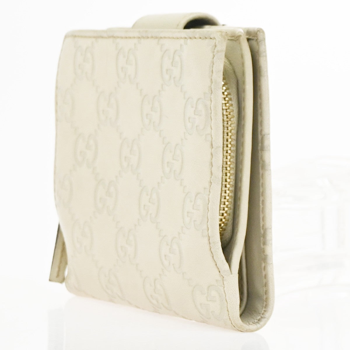 GUCCI GG Pattern Abbey Guccissima Bifold Wallet Leather Beige GHW Italy  05KD083