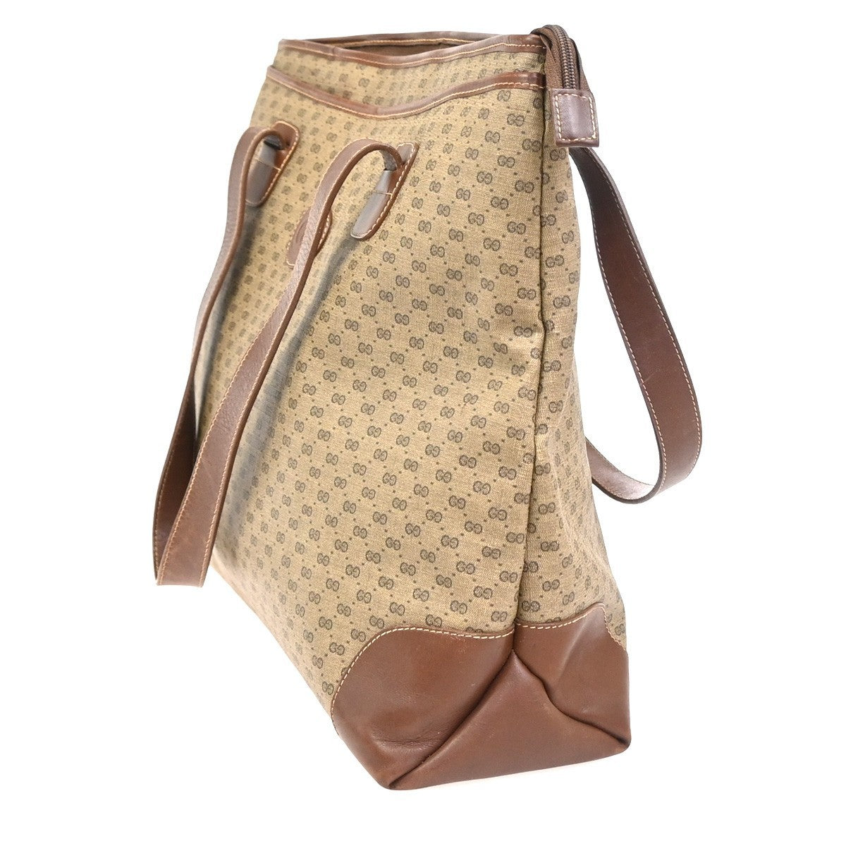 GUCCI Logo Micro GG Pattern Shoulder Tote Bag PVC Leather Brwn GHW Italy 05KC980