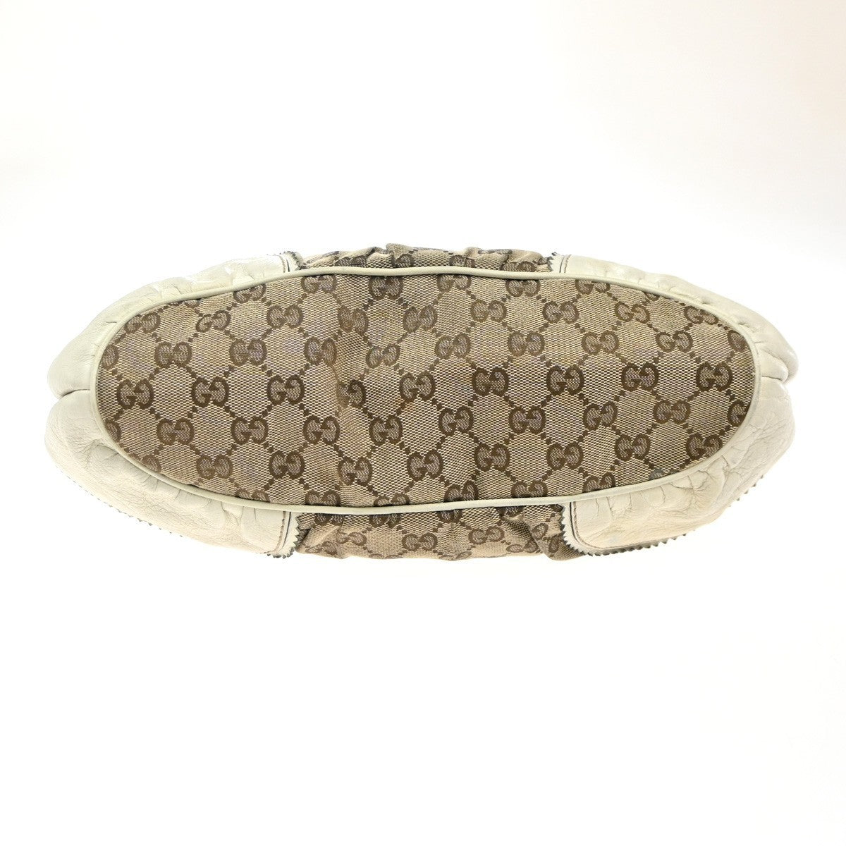 GUCCI GG Pattern Shoulder Tote Bag Canvas Leather Brown White GHW Italy 31EG320