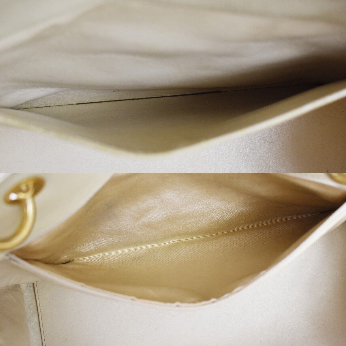 CHANEL CC Matelasse Chain Shoulder Tote Bag Caviar Leather Ivory GHW 49FA171
