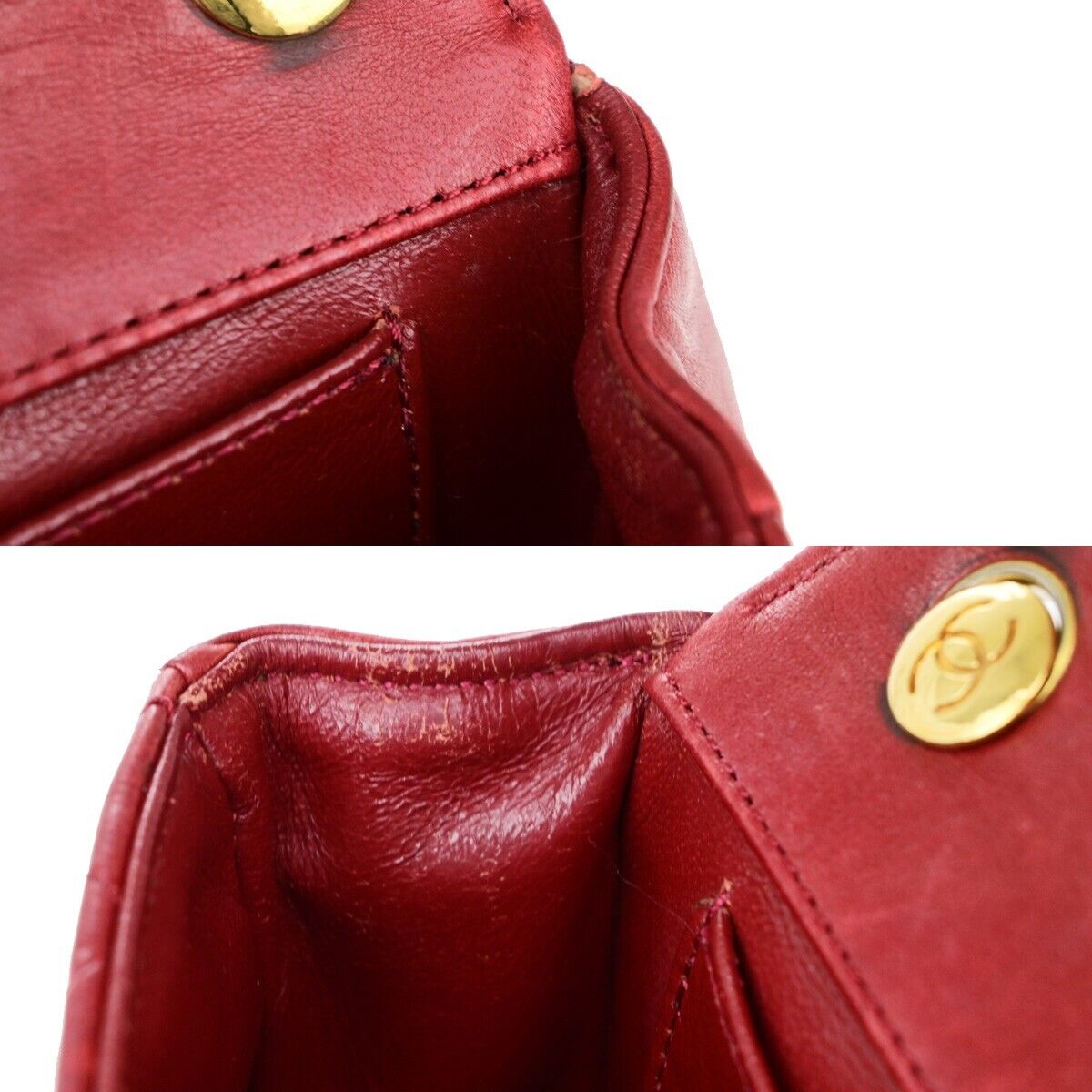 CHANEL CC Mini Matelasse Chain Shoulder Bag Leather Red GHW Vintage 696RK682