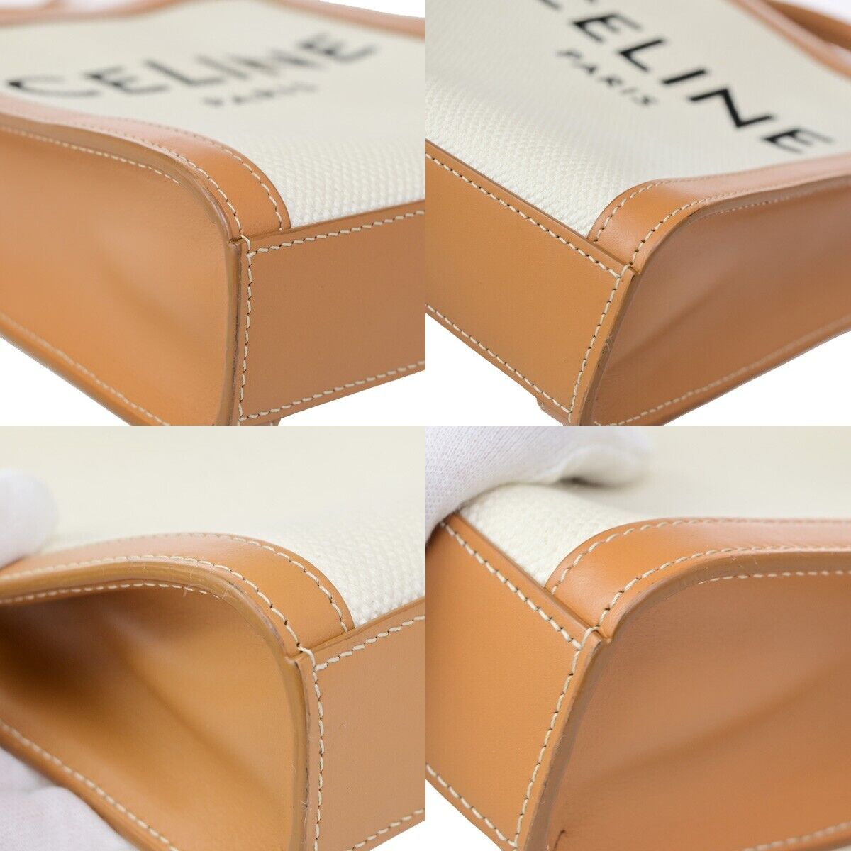 CELINE Logo Vertical Cabas 2Way Mini Hand Tote Bag Canvas Leather Brown 667RK640