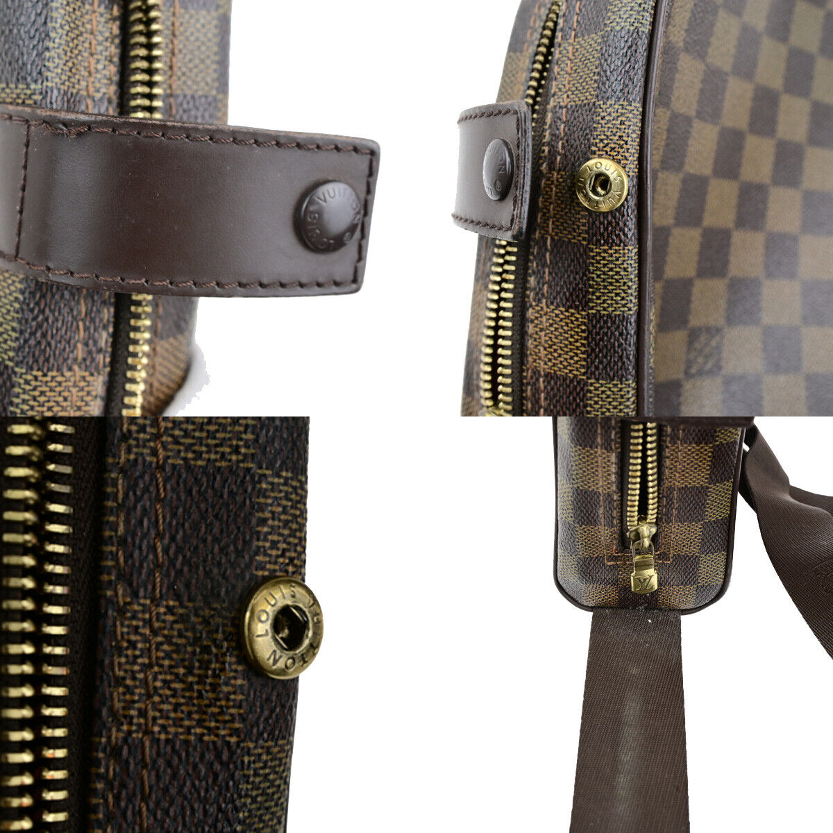 LOUIS VUITTON Olav PM Shoulder Bag Damier Ebene Leather Brown N41442 31YG510