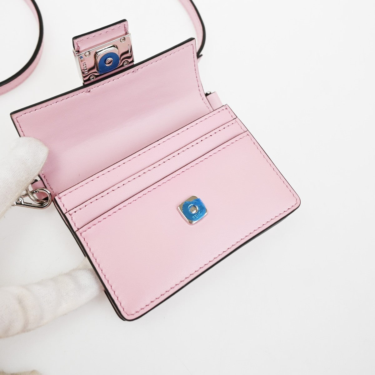 FENDI Logo Micro Baguette Crossbody Shoulder Hand Bag Leather Pink SHW 76YJ049