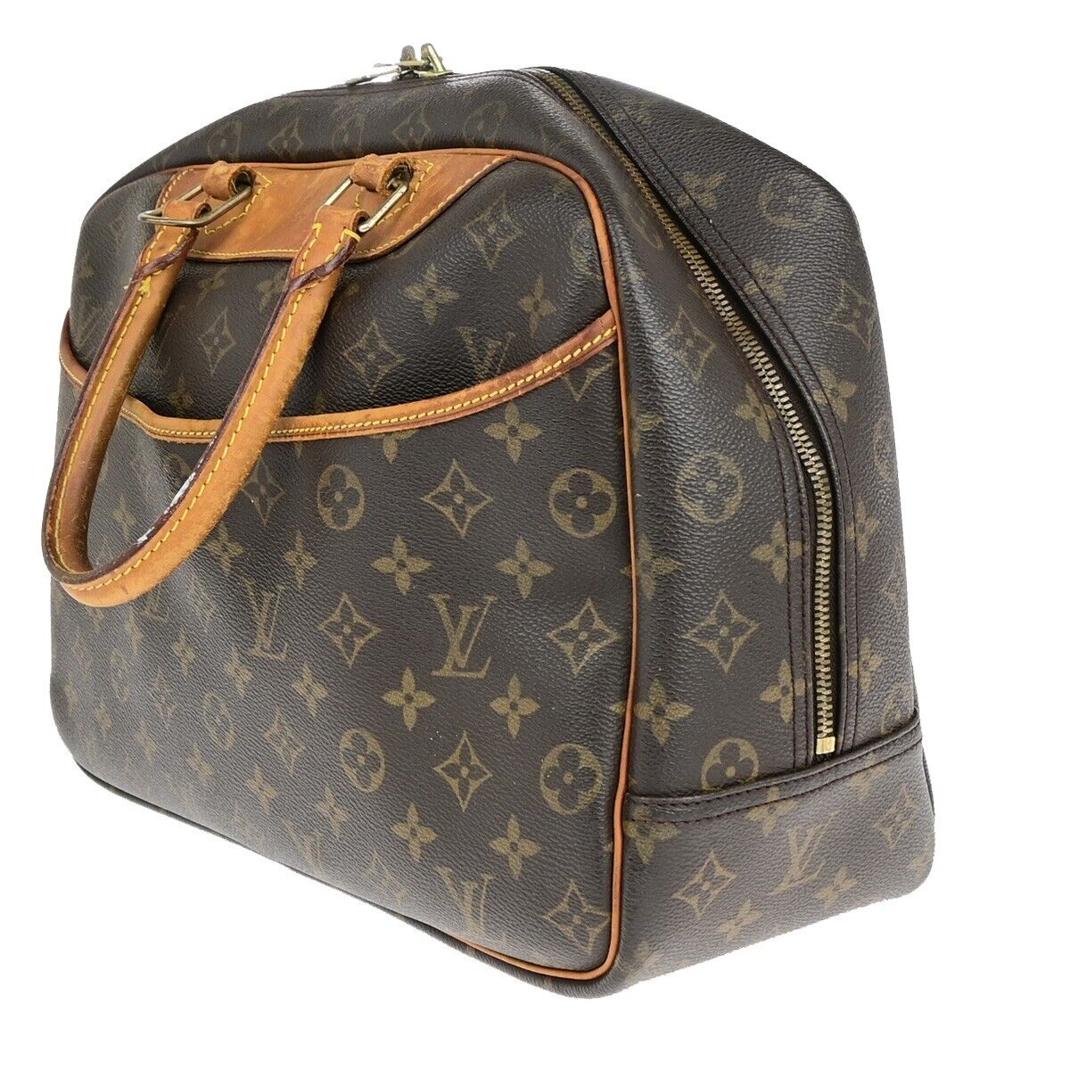 LOUIS VUITTON LV Logo Deauville Hand Bag Monogram Leather Brown M47270 61EC991