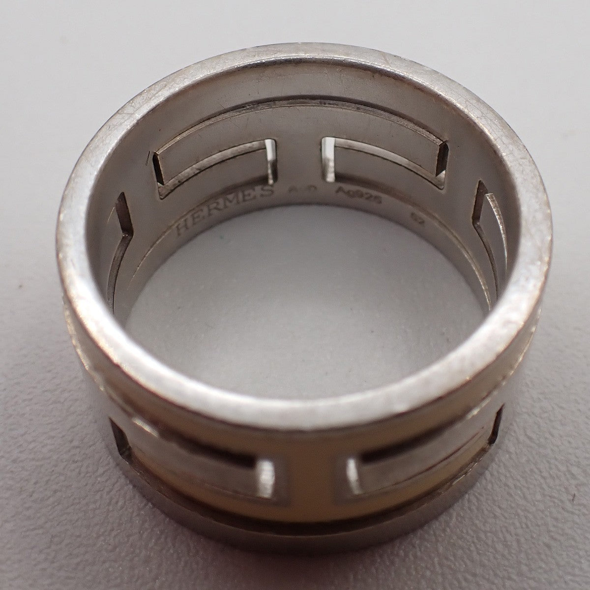 HERMES Logo Move H Ring Size 52 Silver 925  White Accessory 61RF775