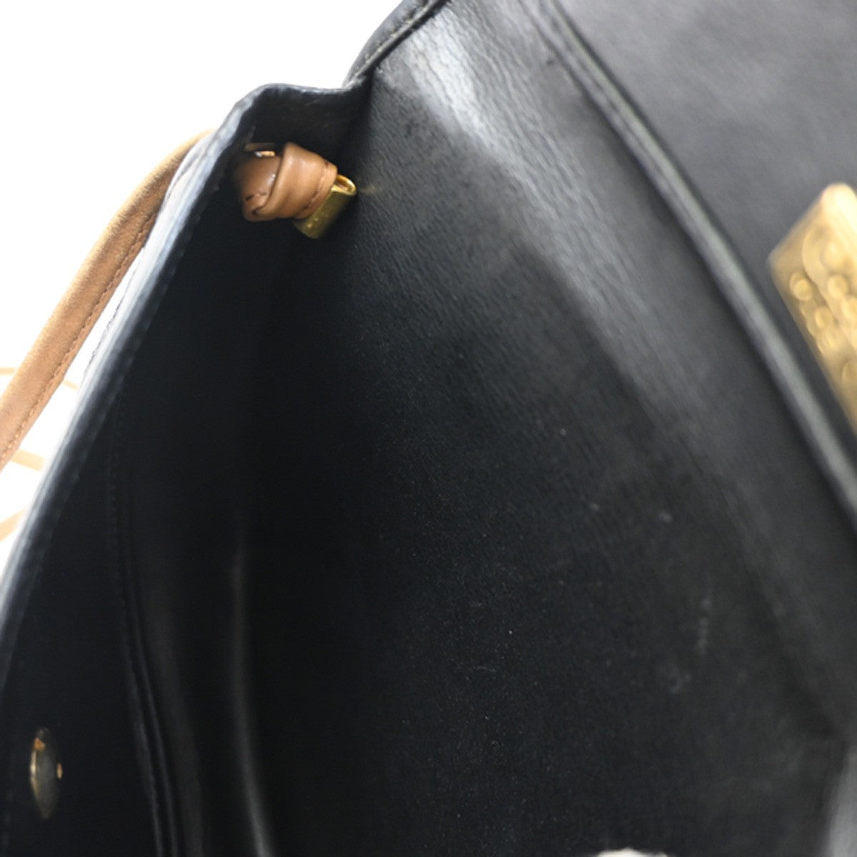 CHRISTIAN DIOR CD Logo Shoulder Hand Bag Leather Black GHW Italy 66CA702