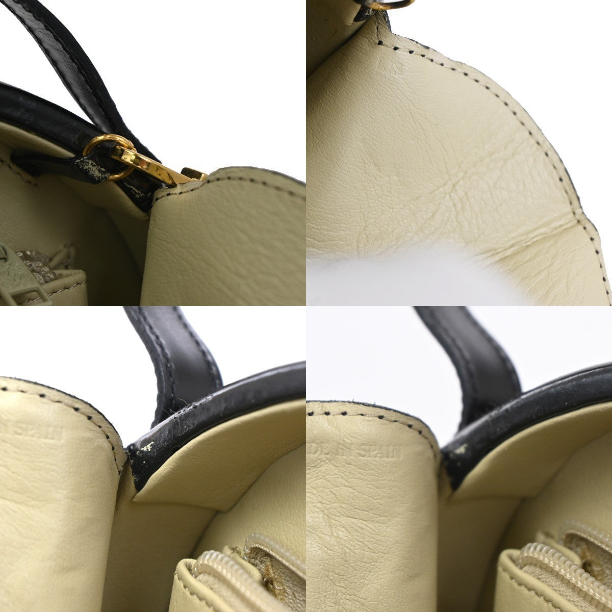 LOEWE Anagram Round 2Way Top Handle Shoulder Bag Calfskin Leather Black 65CA573