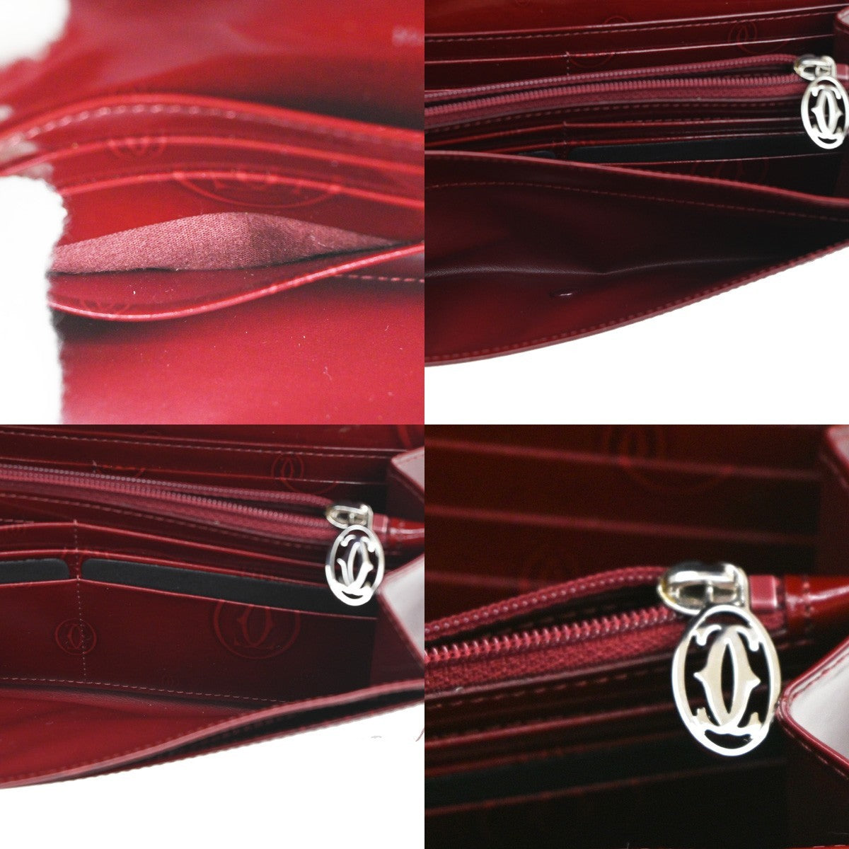 CARTIER 2C Logo Happy Brithday Bifold Wallet Patent Leather Red SHW 66RL556