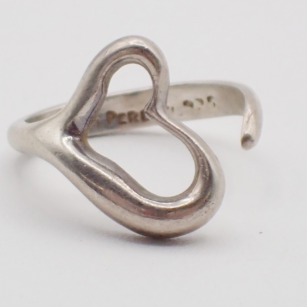 Tiffany & Co. Logo Elsa Peretti Open Heart Ring US6.5 Silver 925 01AA140