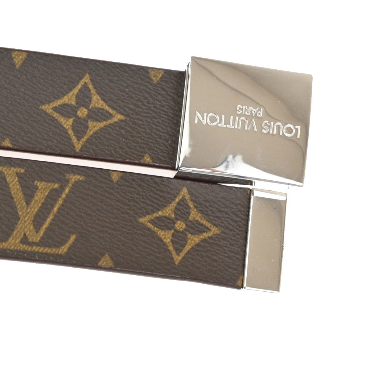 LOUIS VUITTON Santure Carre Belt Monogram Leather Brown SHW France M6801 36TA624