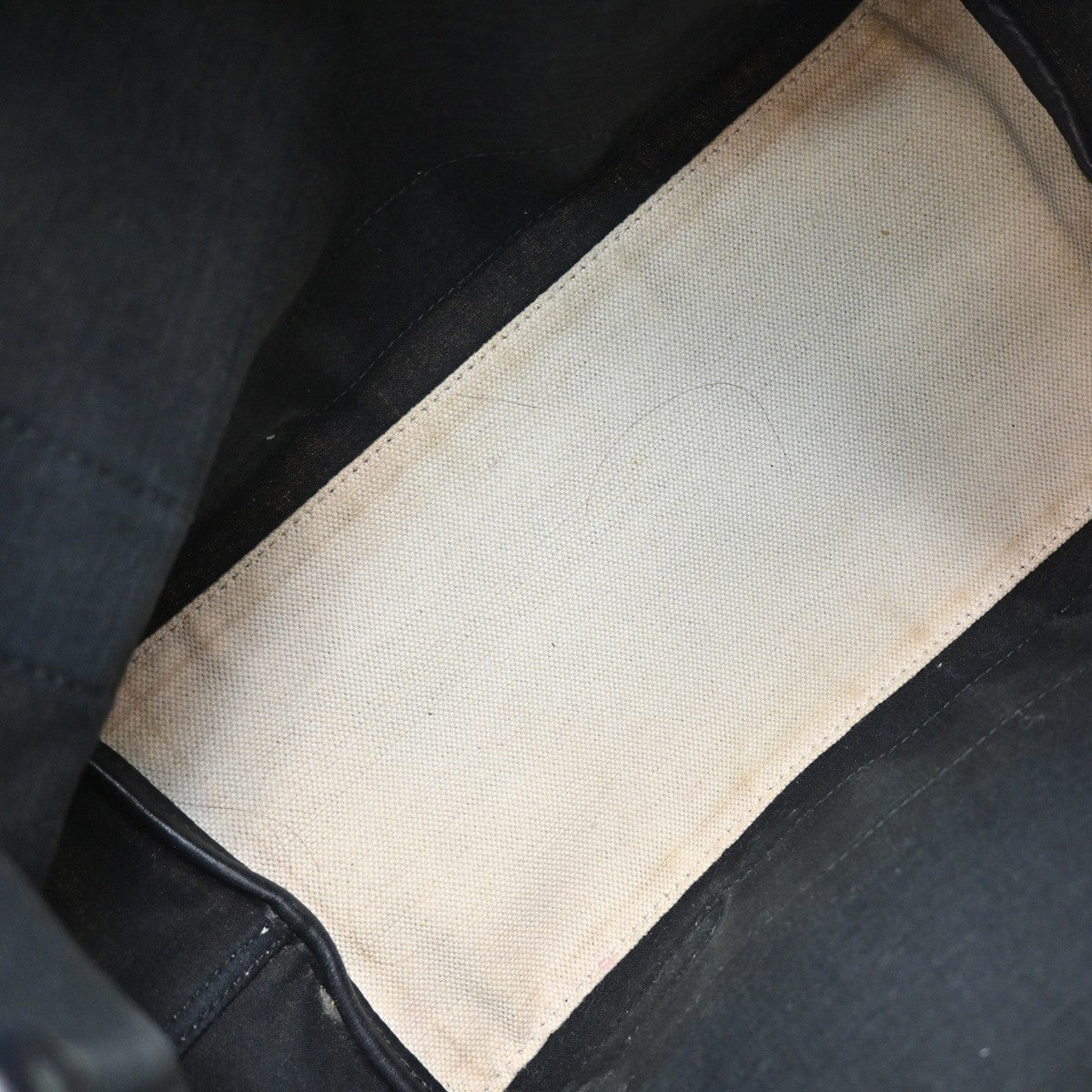 BALENCIAGA Navy Cabas S Shoulder Hand Bag Canvas Leather White Black 66EF982