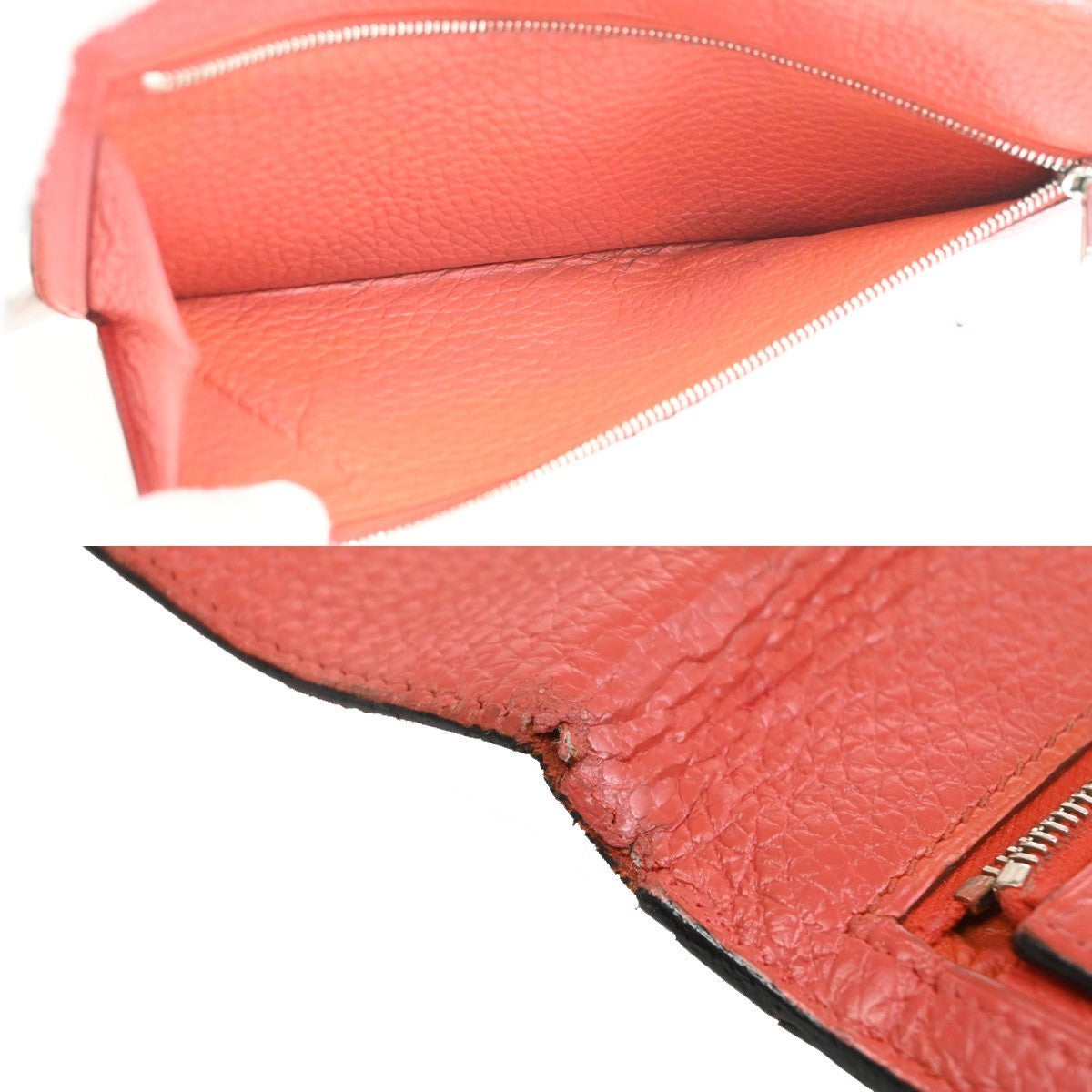 HERMES Logos Dogon GM Long Bifold Wallet Togo Leather Red  France SHW 31RL985