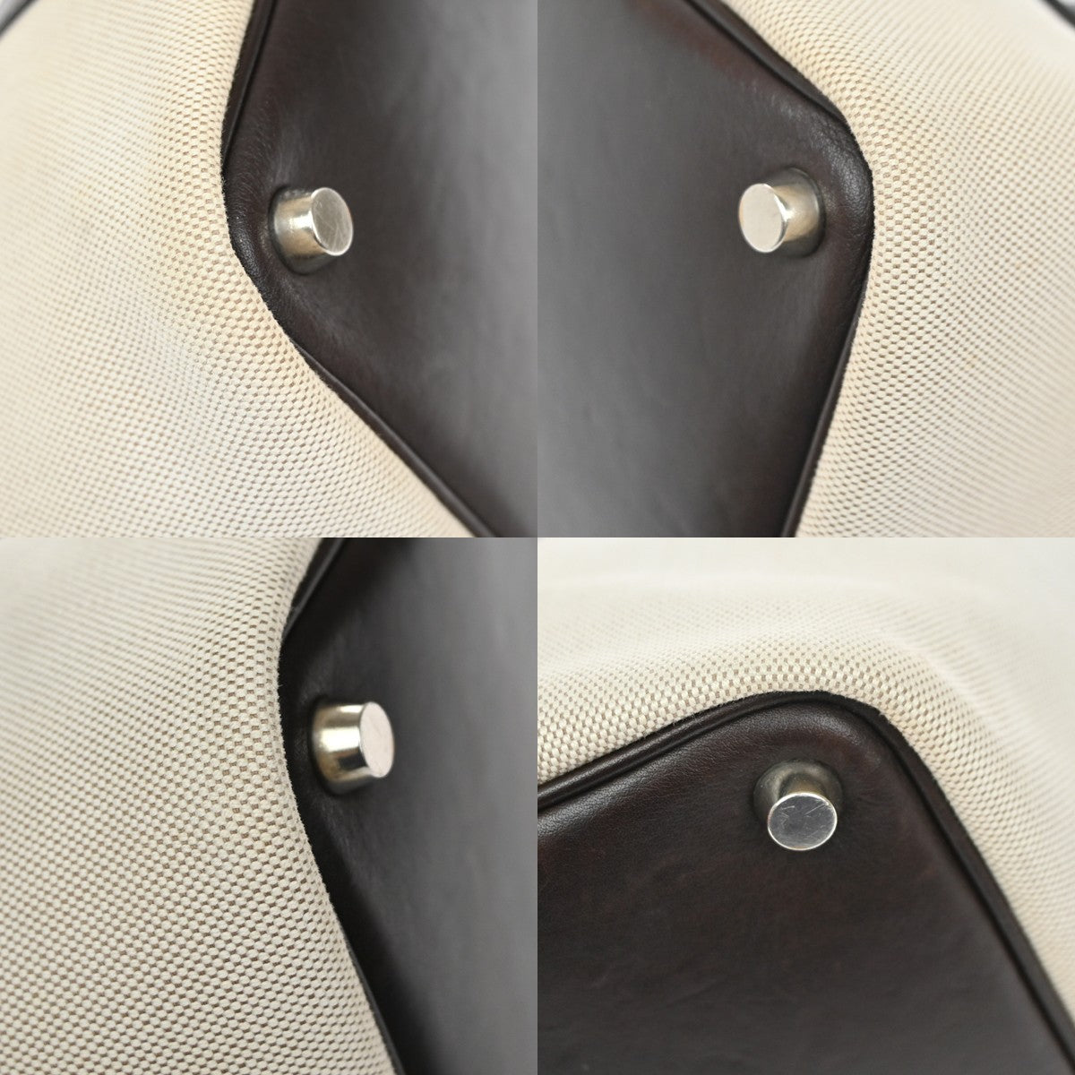 HERMES Logo Picotin 14 PM Hand Tote Bag Toile H Leather Brown SHW 689RL244