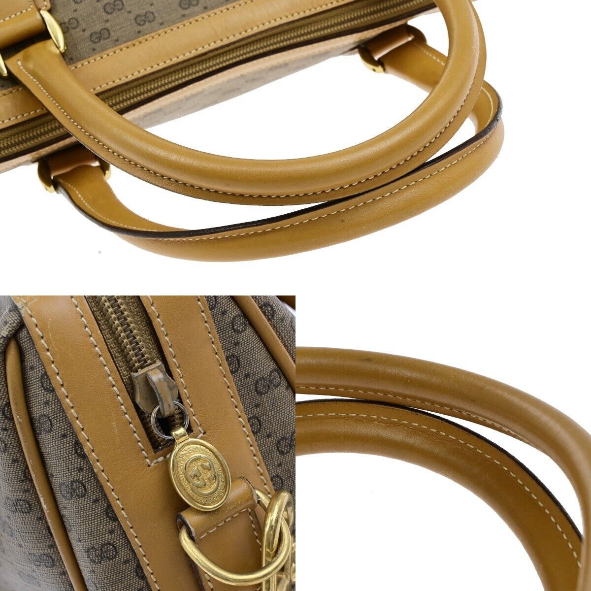 GUCCI Logos GG Pattern 2Way Shoulder Hand Bag PVC Leather Brown Gold 30KA548