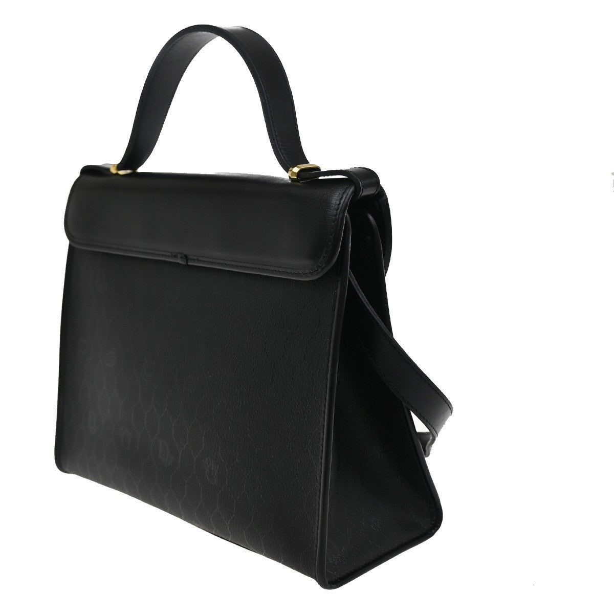 CHRISTIAN DIOR Honeycomb Logo 2Way Shoulder Hand Bag PVC Leather GHW BK 35CA377