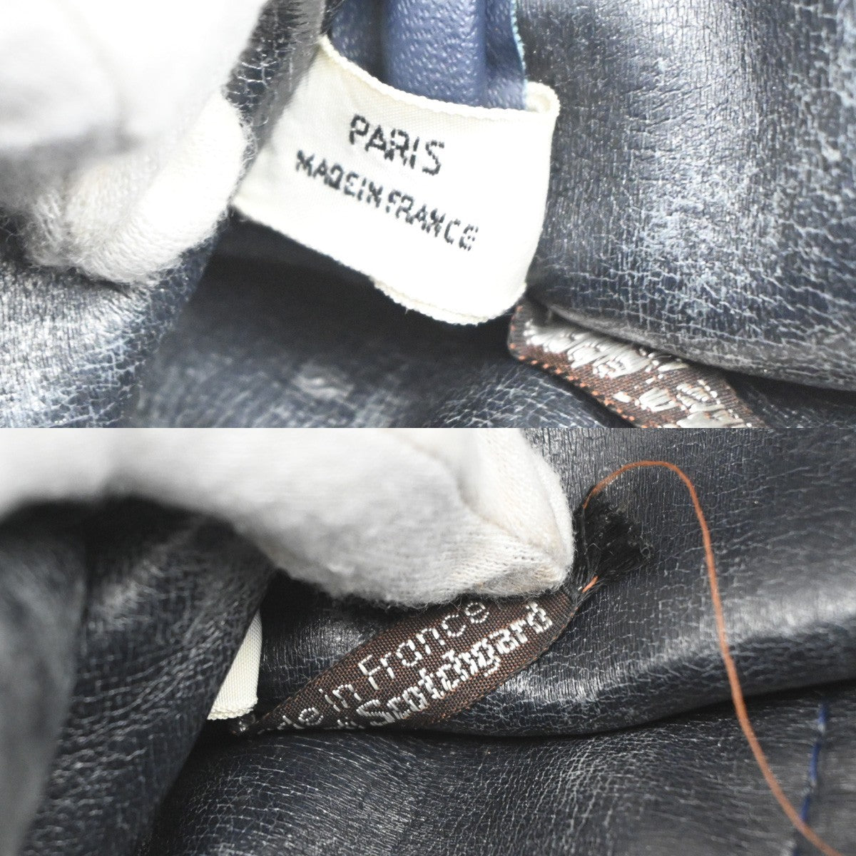 CHRISTIAN DIOR Logo Trotter Pattern Hand Bag Canvas Leather Blue France 88YJ217