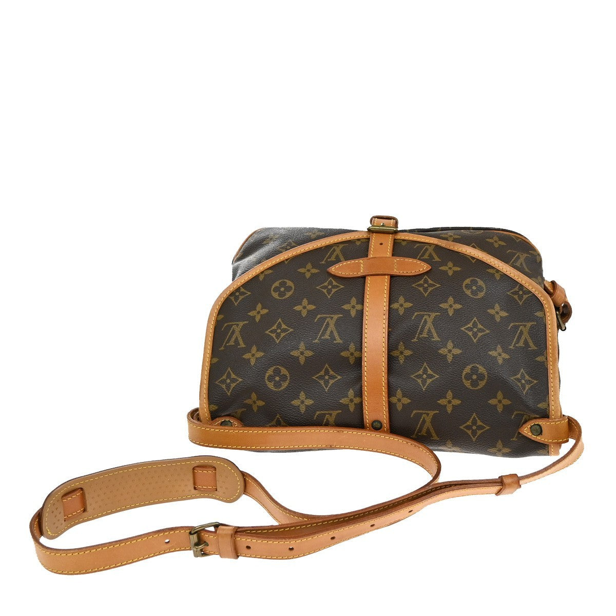 LOUIS VUITTON Logo Saumur 30 Shoulder Bag Monogram Leather Brown M42256 16KB413