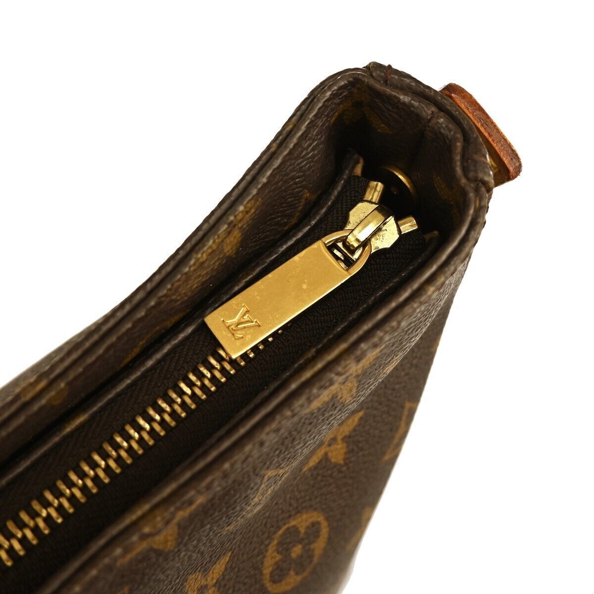 LOUIS VUITTON Logo Looping GM Shoulder Bag Monogram Leather Brown M51145 15GA174
