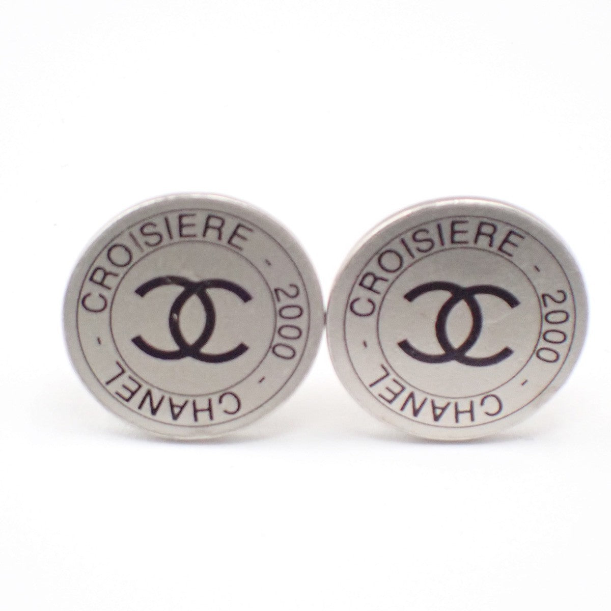 CHANEL CC  Logo Round Button Earrings 00C Clip-On SHW France 65RL813