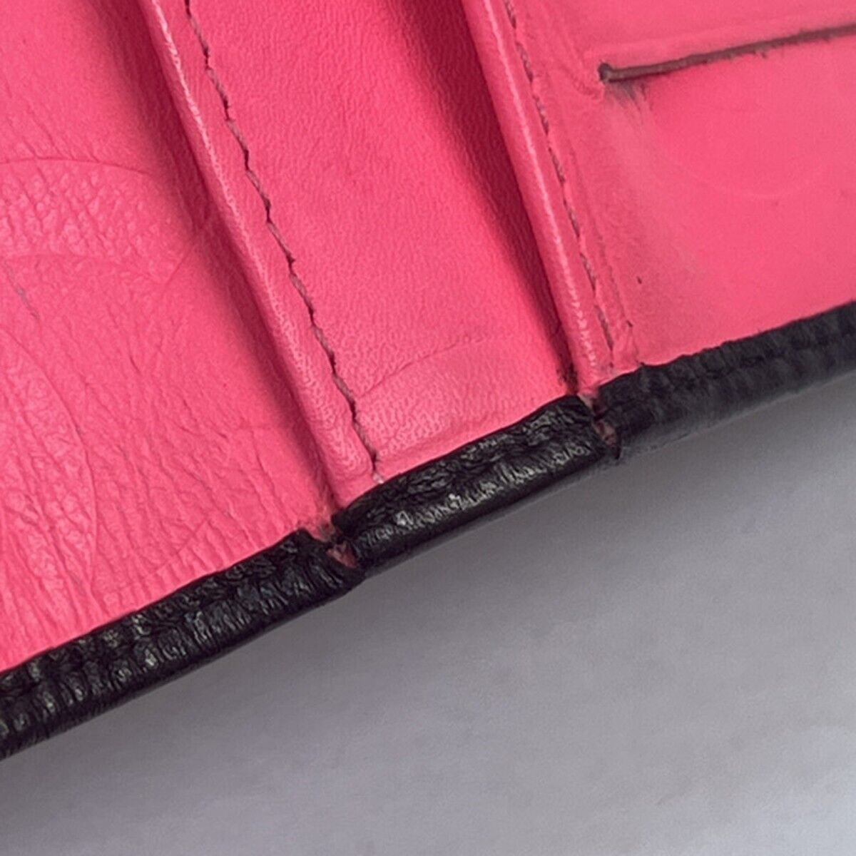 CHANEL CC Logo Cambon Long Bifold Wallet Leather Black Pink Italy 33SH088