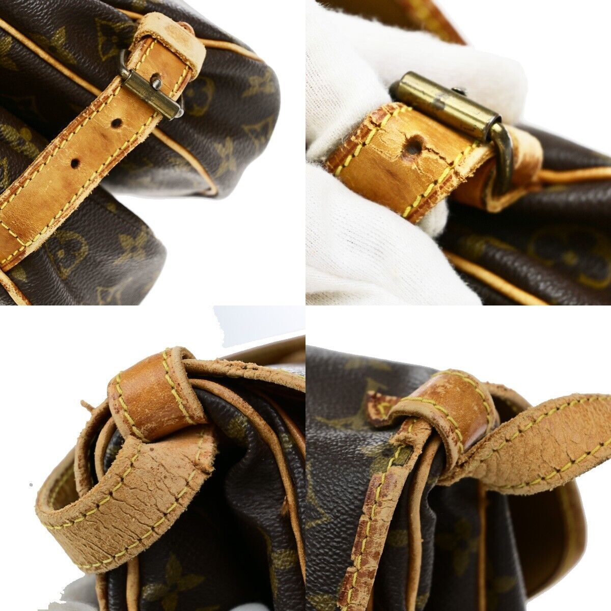 LOUIS VUITTON Logo Saumur 30 Shoulder Bag Monogram Leather Brown M42256 61ED964