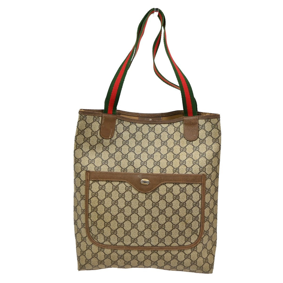 GUCCI GG Pattern Sherry Shoulder Tote Bag PVC Leather Brown GHW Italy 68DA144