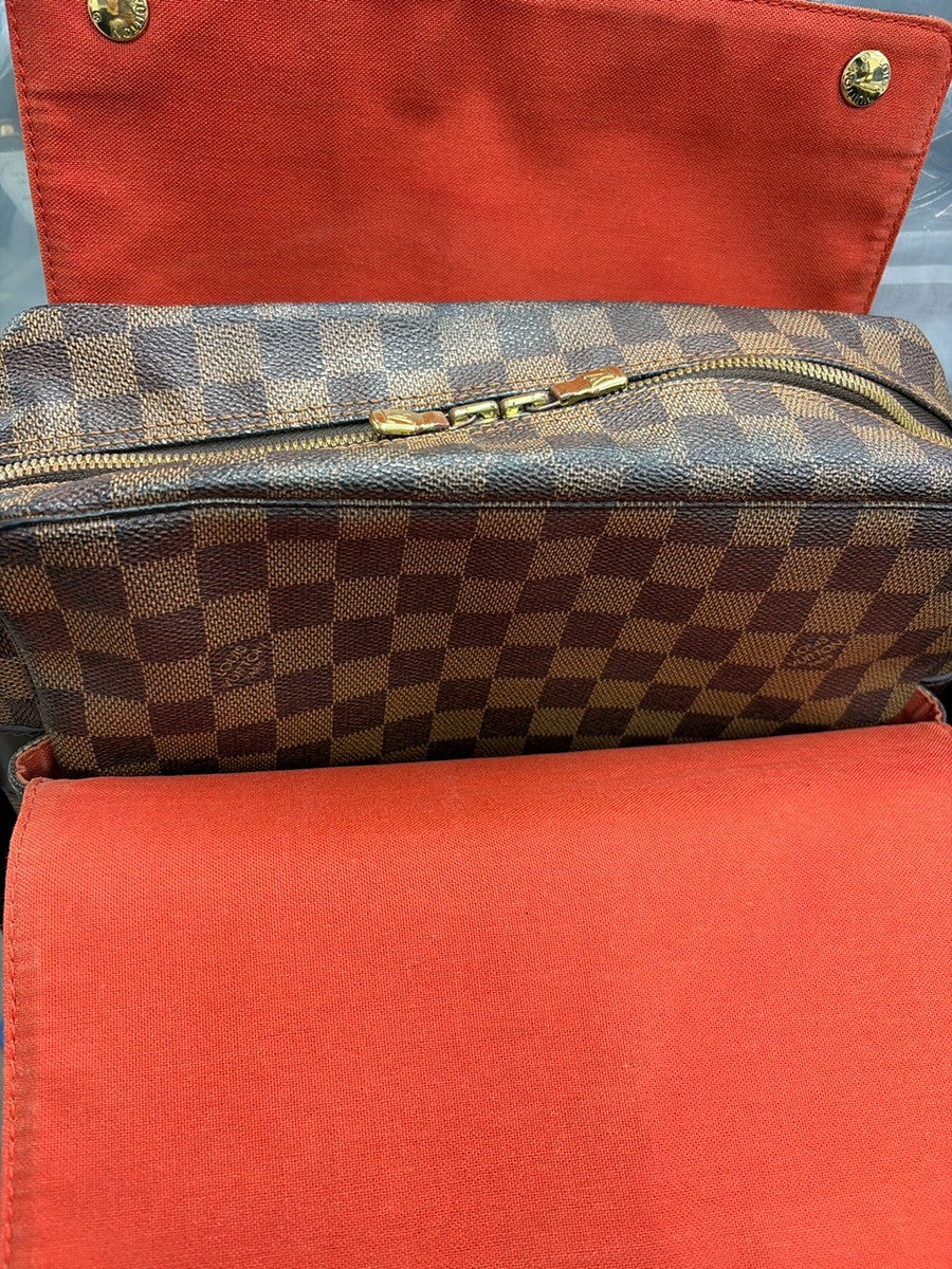 LOUIS VUITTON Naviglio Shoulder Bag Damier Ebene Leather Brown N45255 87YJ278