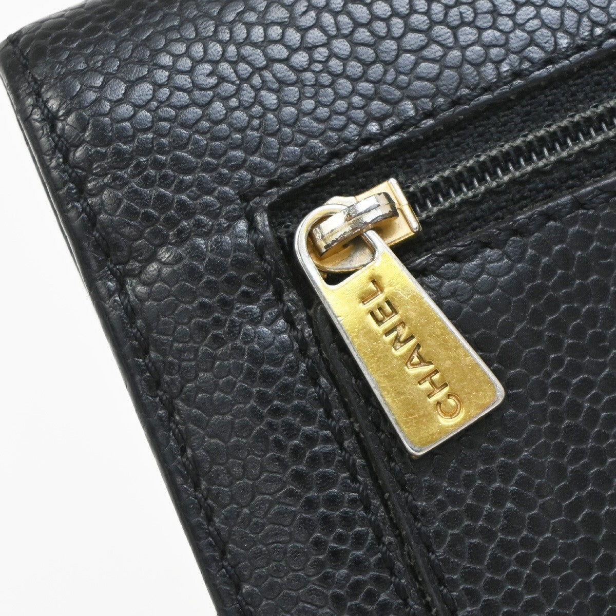 CHANEL CC Logo Trifold Compact WalletGrained Calfskin Leather Black 30EE284