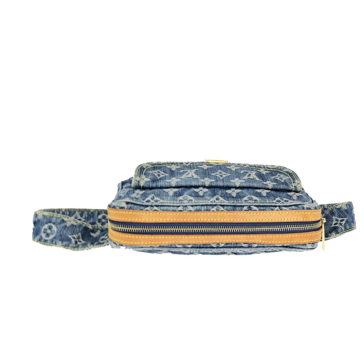 LOUIS VUITTON Waist Bum Bag Monogram Denim Leather Blue GHW M95347 388RK734