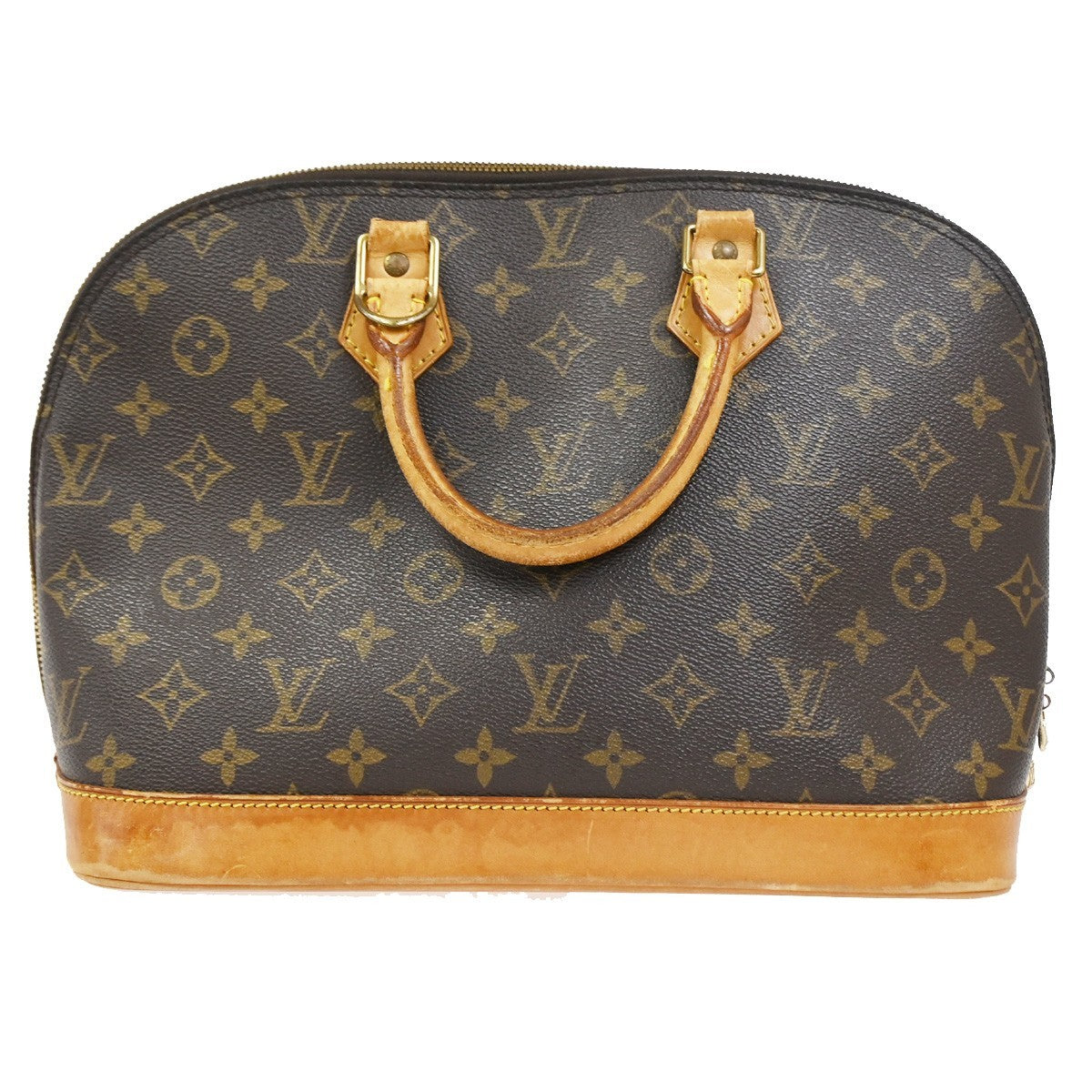 LOUIS VUITTON LV Logo Alma Hand Bag Monogram Leather Brown France M51130 83SA028