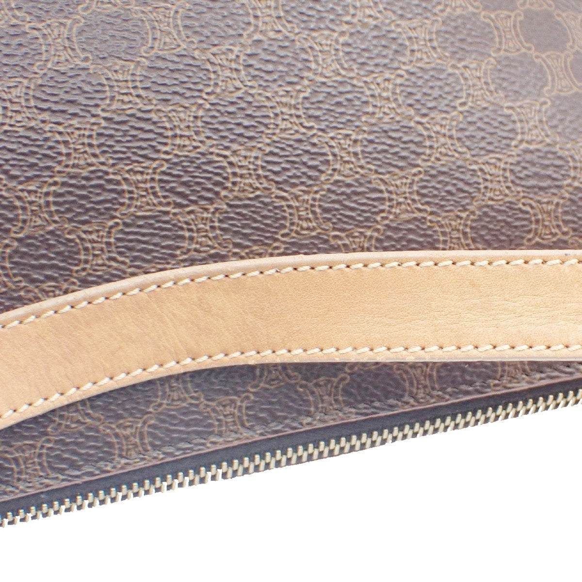 CELINE Logo Macadam Pattern Shoulder Bag PVC Leather Brown GHW Italy 33KC954