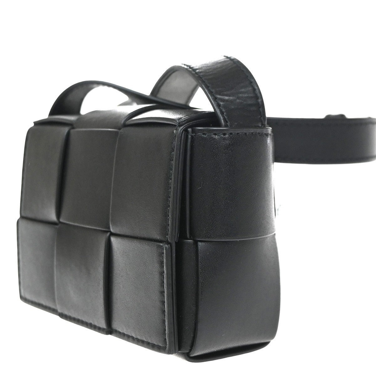 BOTTEGA VENETA Logo Candy Cassette Min Shoulder Bag Leather Black Italy 10RQ002