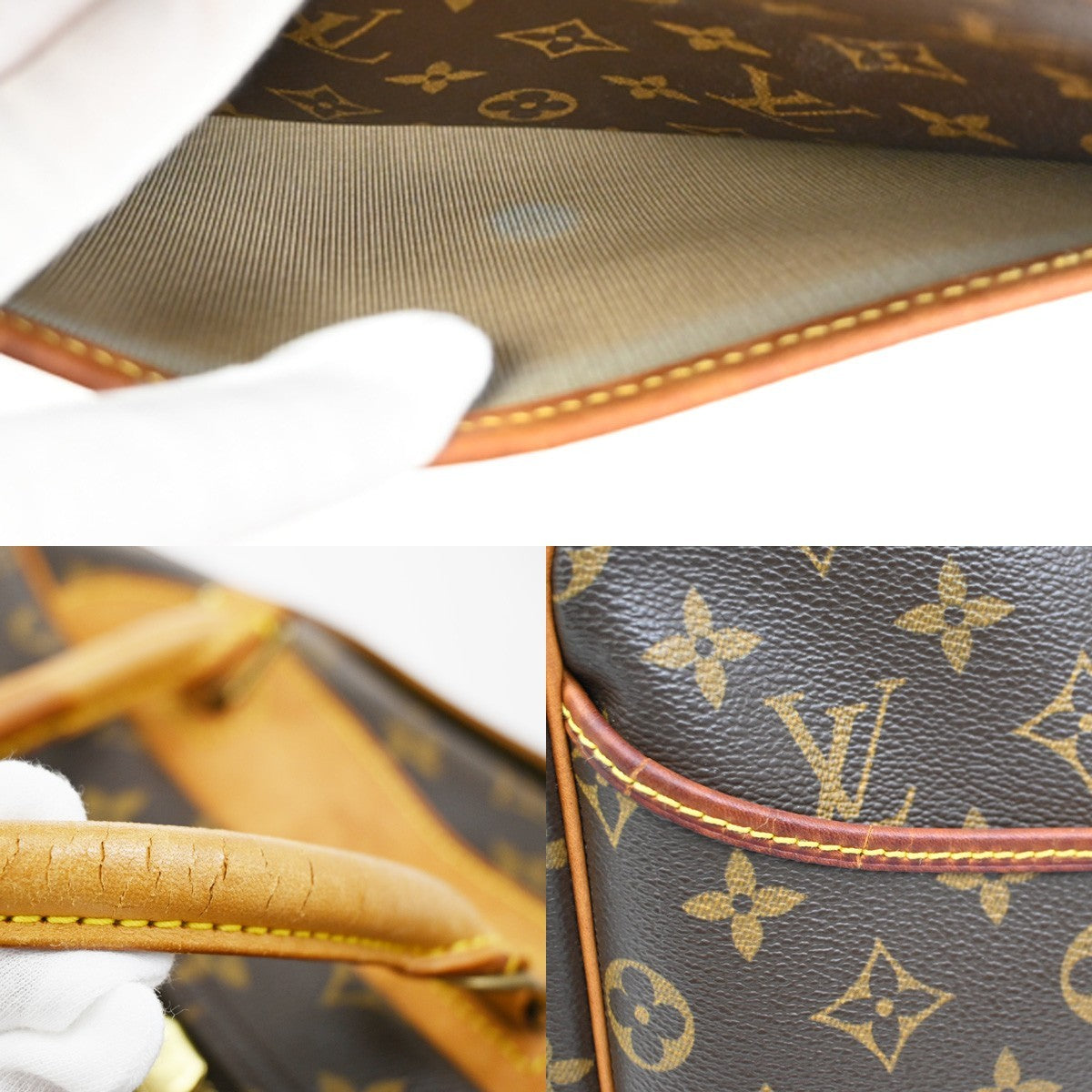 LOUIS VUITTON LV Logo Deauville Hand Bag Monogram Leather Brown M47270 34KC421