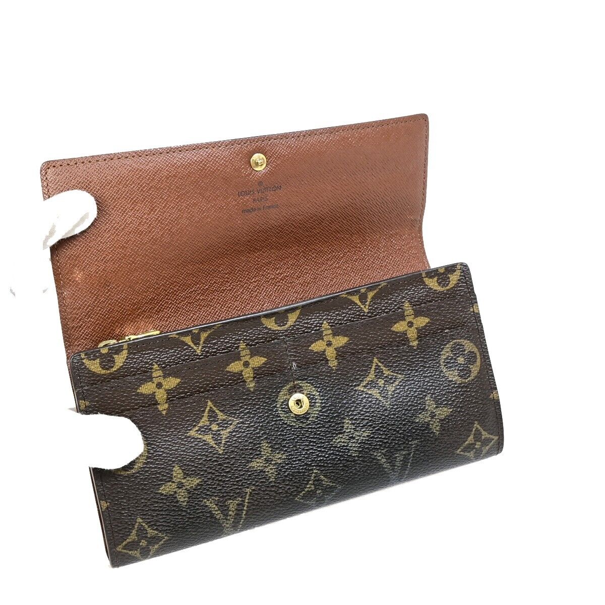 LOUIS VUITTON Logo Portefeuille Sarah Long Wallet Monogram Brown M61734 05EB463