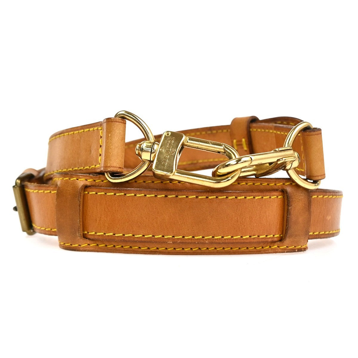 LOUIS VUITTON Logo Shoulder Bag Strap & Pad Adjustable Leather Brown GHW 05TA630