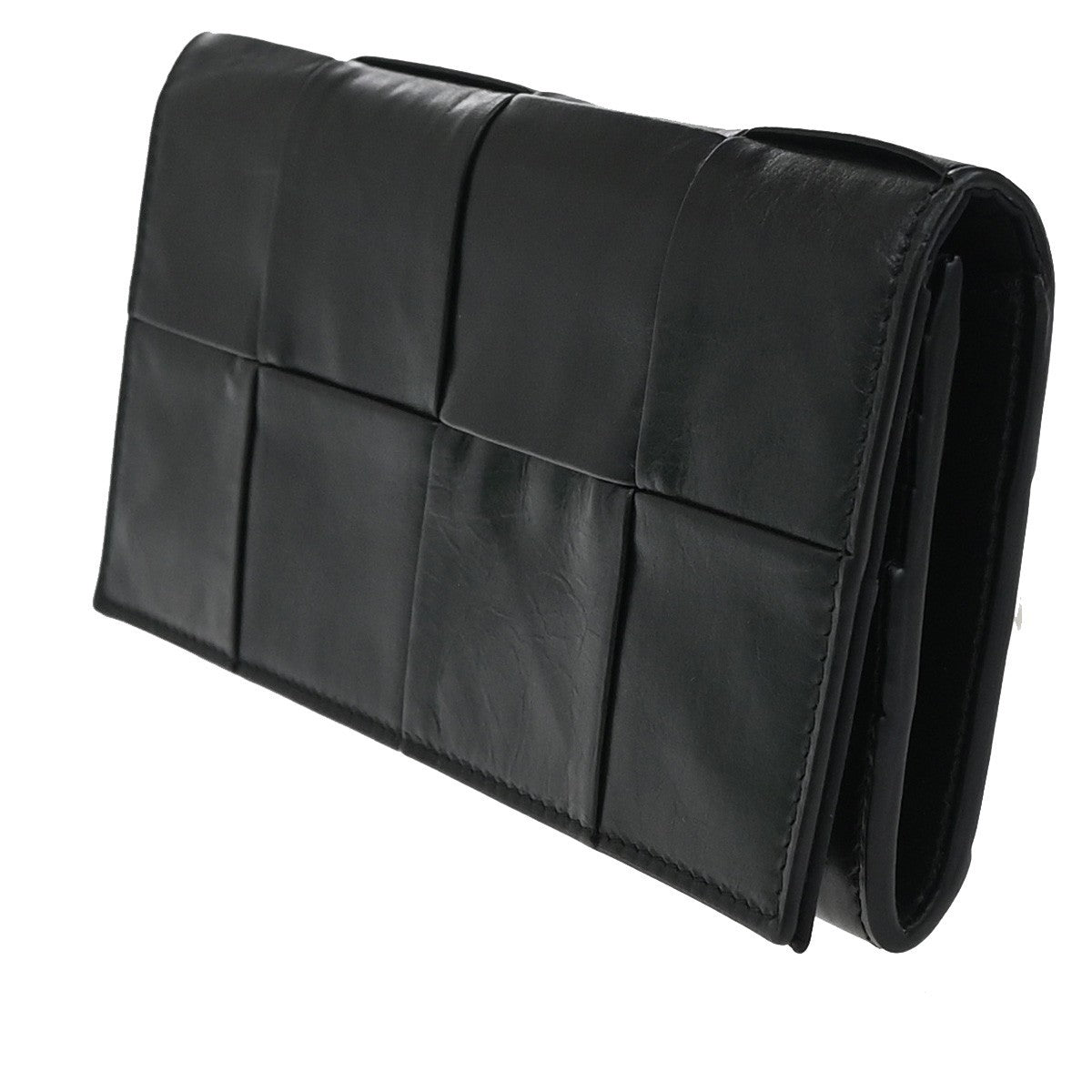 BOTTEGA VENETA Cassette Intrecciato Bifold Long Wallet Leather Black 83RF856