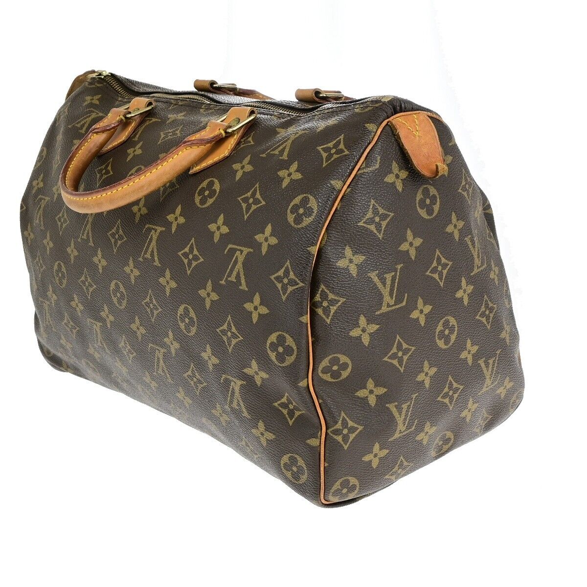 LOUIS VUITTON Speedy 35 Travel Hand Bag Monogram Leather Brown M41524 82ED136