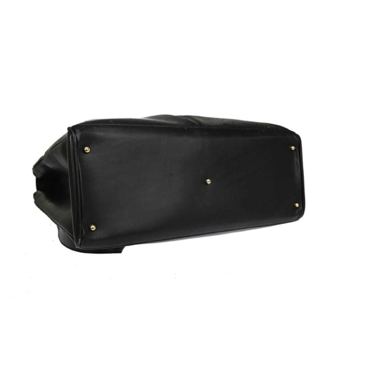 GUCCI Logo Bamboo 2Way Shoulder Hand Bag Leather Black Gold Italy 01DA076
