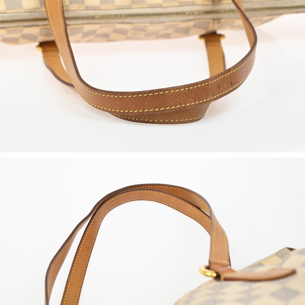 LOUIS VUITTON Totally MM Shoulder Bag Damier Azur Leather White N51262 76ZA274
