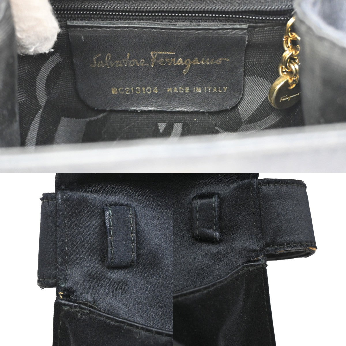 SALVATORE FERRAGAMO Vara Mini 2Way Shoulder Hand Bag Satin Leather BK 67YH627